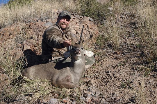 Though lacking spread, this 7-pointer has good mass, eyeguards and tine length. Some hunters think Southwest whitetails are only shot at long distance, but this one stood broadside at roughly 100 yards.